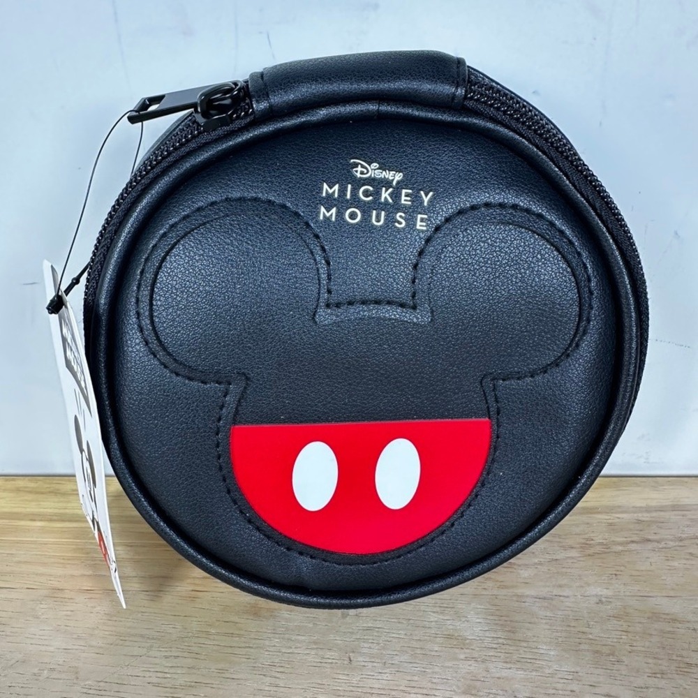 Disney Bioworld Mickey Mouse Travel Organizer Jewelry Case Black Pouch NWT